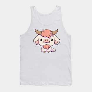 Cute Kawaii Cow - Cream Tank Top